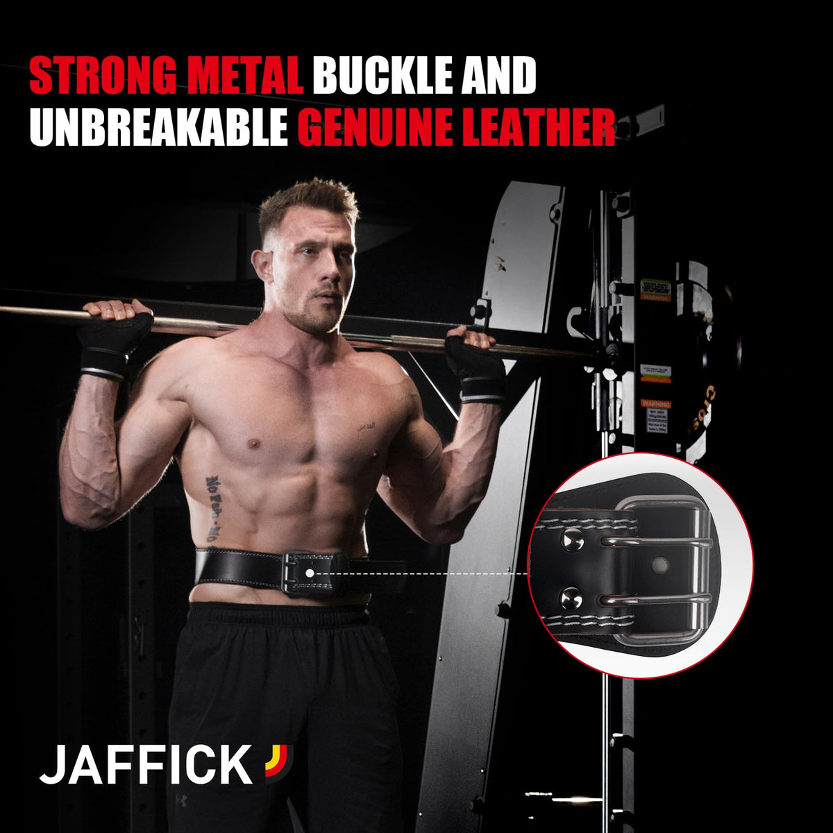 Jaffick Leather Weight Lifting Belt for Men Women Bodybuilding, Squatting