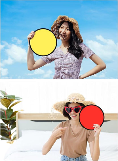 Gejoy Foldable Flying Disc Fans Bulk with Bags 9.8 Inch DIY Sublimation Handheld Cooling Fan Beach