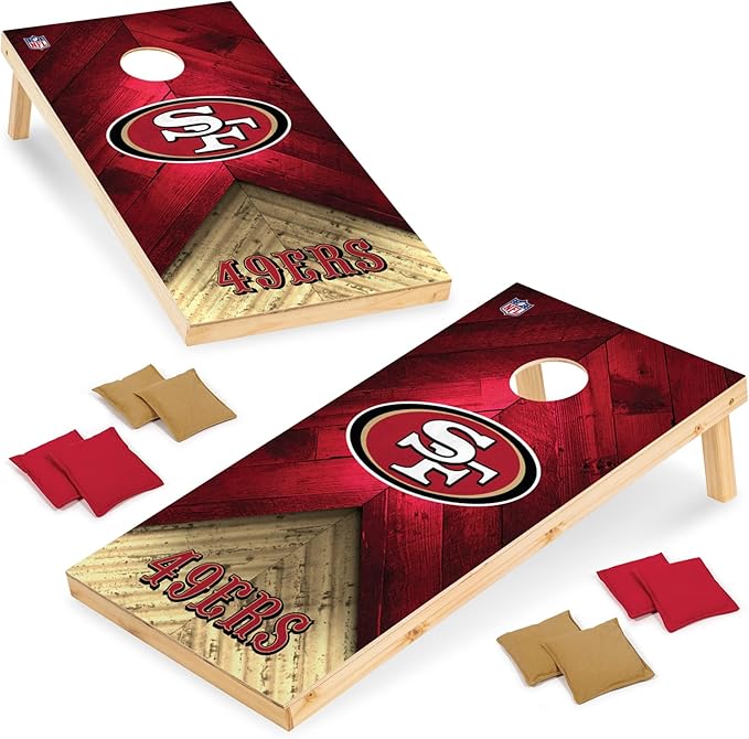 NFL Football 2' x 4' Regulation Size Solid Wood Cornhole Set with Direct Print HD Team Graphics
