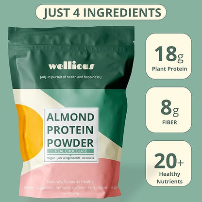 Clean Vegan Protein Powder Chocolate - Plant Based Protein Powder Dairy Free for Gut Health, No
