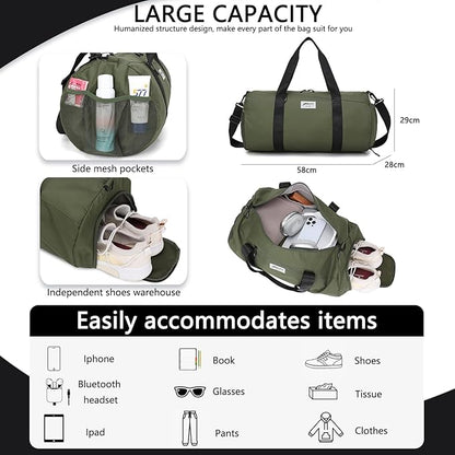 BE SMART Waterproof Mens Gym Bag with Shoe Compartment, Duffle Bag with Wet Pocket for Men