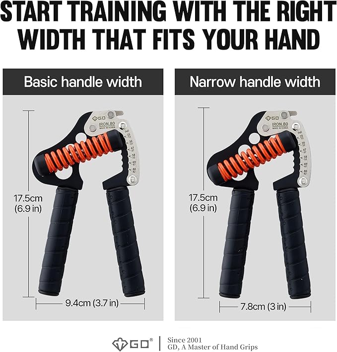 GD IRON GRIP Grip Strength Trainer Adjustable Hand Gripper Strengthener Hand Grip Exerciser Wrist