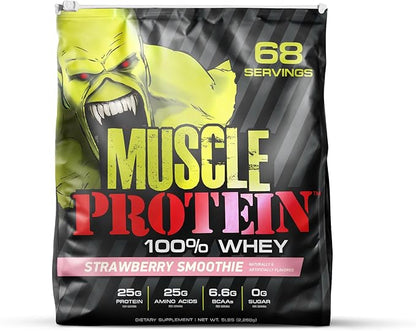 Muscle Protein Whey Powder [5 lbs/Pack of 1]??Cold Filtered, 25g Pure Protein, 6.6g BCAAs