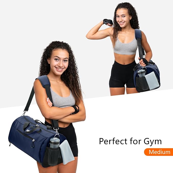 TOPDesign Gym Bag for Women & Men, Unisex Duffel Bag with Shoe Compartment & Wet Pocket for Travel