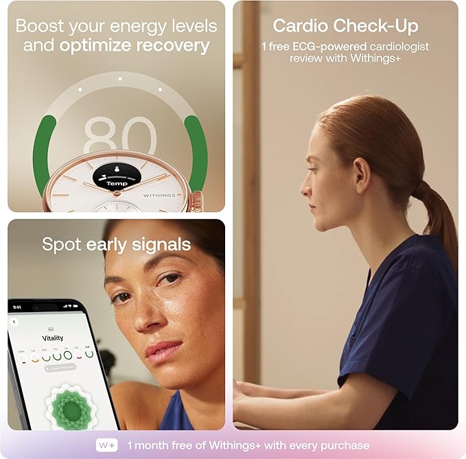 Withings ScanWatch 2 - Hybrid Smart Watch, Heart Rate Monitoring, Fitness Tracker, Cycle Tracker