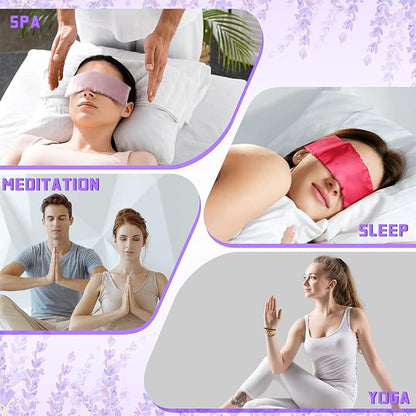 Tudomro 6 Pieces Satin Eye Pillow Case Washable Yoga Eye Pillow Cover Light Weight Removable Cover