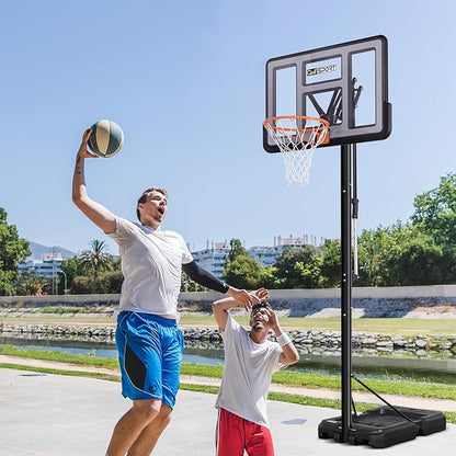 Portable Basketball Hoop Outdoor, 4.8-10FT Height Adjustable Basketball Hoop Goal System with 44/48