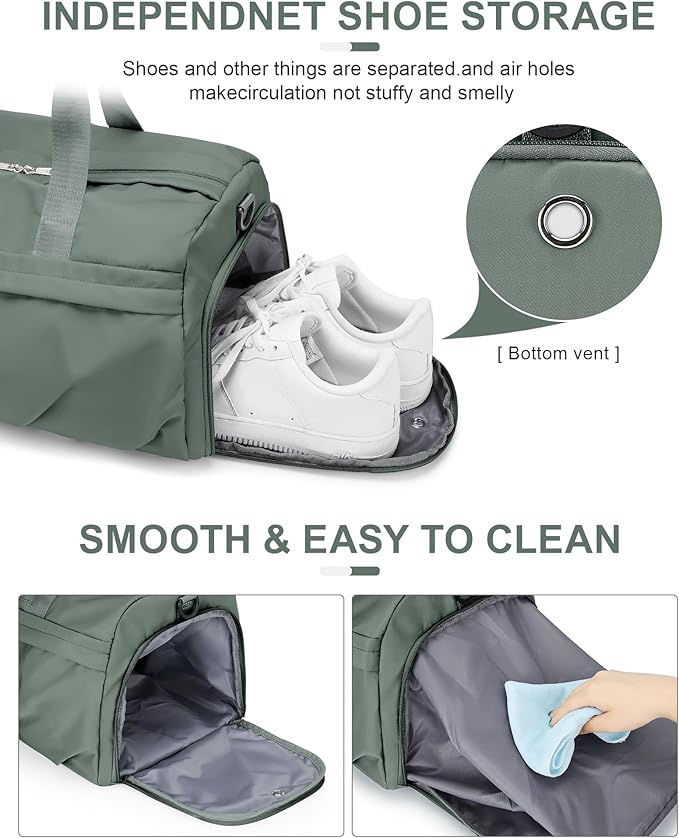 Gym Bag for Women Men with Shoe Compartment, Sport Duffel Bag, Waterproof Travel Weekender