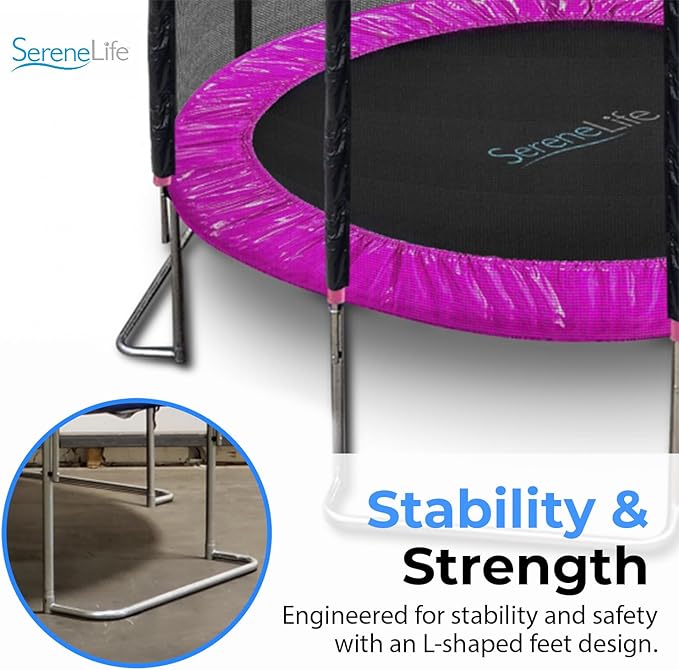 Serenelife 12FT 10FT 8FT Recreational Trampolines with Enclosure Net and Ladder and Anti-Rust