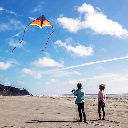 Delta Kite for Kids & Adults - Easy to Fly Large Single Line Beach Kite with 300ft String Handle