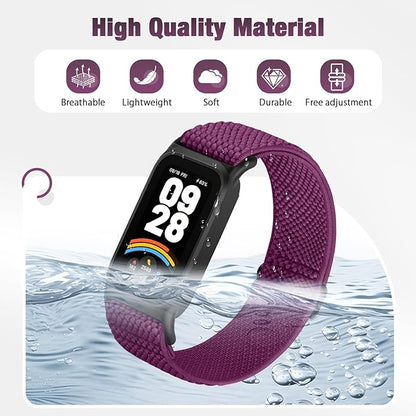 2 Pack Elastic Bands Compatible with Xiaomi Smart Band 9 Active Women Men, Soft Nylon Replacement