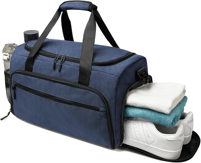 Gym Bag for Men Women, Small Fitness Workout Sports Bag with Wet Pocket & Shoes Compartment, Water