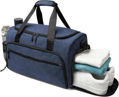 Gym Bag for Men Women, Small Fitness Workout Sports Bag with Wet Pocket & Shoes Compartment, Water