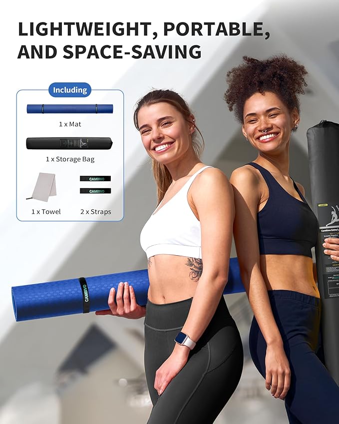 CAMBIVO Large Yoga Mat (6'x 4'), Extra Wide Workout Mat for Men and Women, Yoga Mat Thick 1/3 &1/4