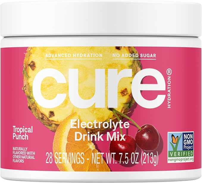 Cure Hydration | Plant-Based Electrolyte Drink Mix | No Added Sugar | Dehydration Relief Powder