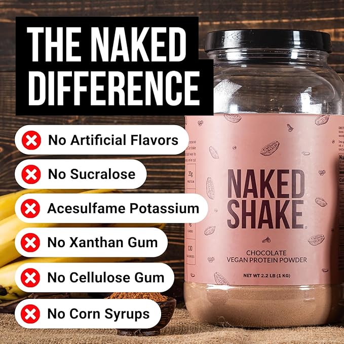 Naked Shake - Chocolate Protein Powder - Plant Based Protein Shake with Mct Oil, Gluten-Free