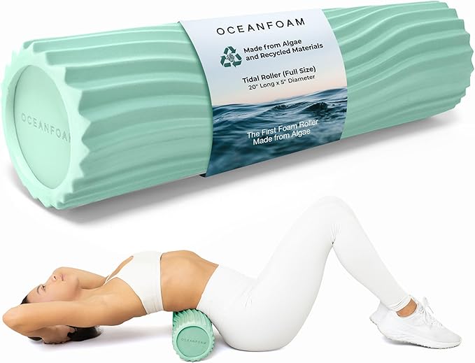 Oceanfoam Tidal Roller - Seafoam - Muscle Massage Foam Roller for Back Pain & Stretching - Firm and