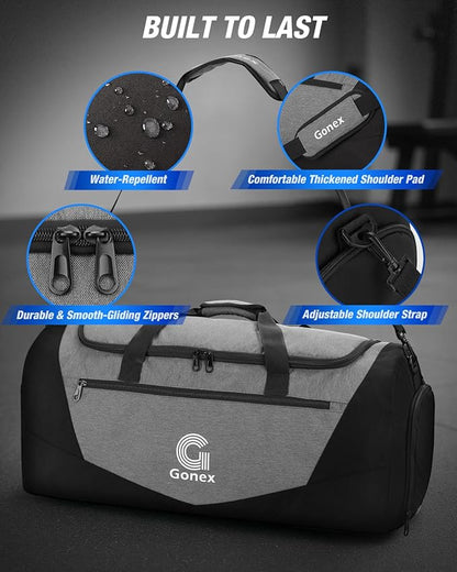 Gonex Gym Duffel Bag with Shoe Compartment Wet Pocket, Large Capacity Sports Duffle Bag for Men
