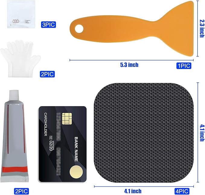 Trampoline Patch Repair Kit 4.1'' x 4.1'' Square Patches | Repair Trampoline Mat Tear or Hole in a