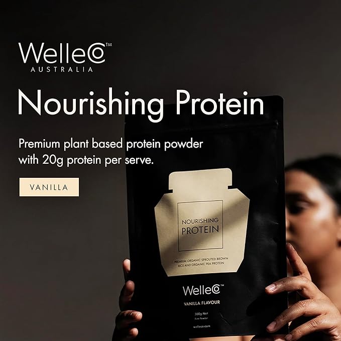WelleCo Vegan Protein Powder, Gluten Free Premium Organic Sprouted Brown Rice & Pea Protein Blend