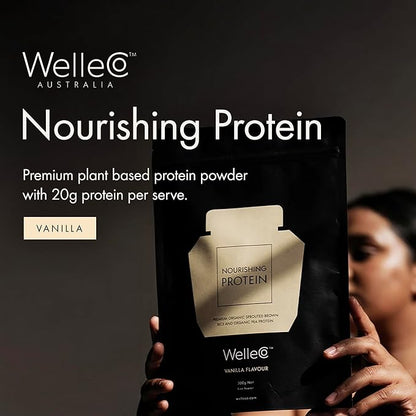 WelleCo Vegan Protein Powder, Gluten Free Premium Organic Sprouted Brown Rice & Pea Protein Blend