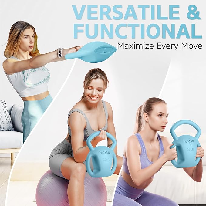 Yes4All Kettlebell, Strength Training Kettlebells for Women, Wide Multi-grip Textured Handle for