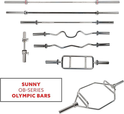 Sunny Health & Fitness Strength Training Olympic Hex Bar Barbell, High Load Capacity, Swivel