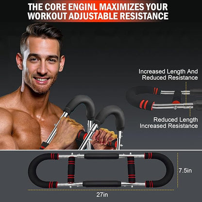 Latest-Gen Twister Arm Trainer, Adjustable Power Spring Workout Bar, Forearm Triceps Chest