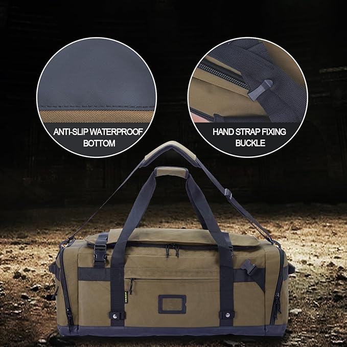 Large Duffle Bag for Travel - Men & Women, Foldable Gym Duffle Backpack, Heavy Duty Tactical