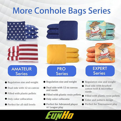 EunHo Cornhole Bags Set of 8 Regulation Size & Weight Corn Hole Bean Bags Official Professional All