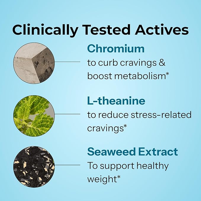 HUM Counter Cravings Chromium Supplements with L Theanine, Seaweed Extract & Forskolin to Help