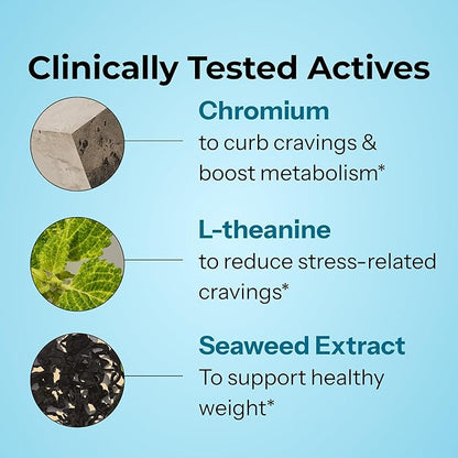 HUM Counter Cravings Chromium Supplements with L Theanine, Seaweed Extract & Forskolin to Help