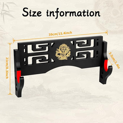 Sword Display Katana Wall Mount, Samurai Sword Katana Holder Stand with Velvet Padded Hook & Dragon