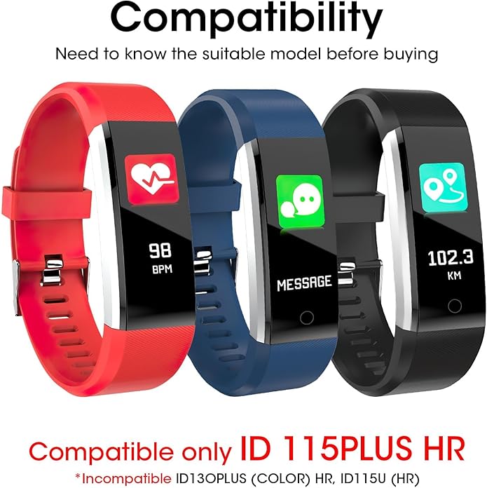 Watch Bands Replacement for ID115plus HR, Very Fit Pro Activity Fitness Tracker Wrist Bands Set