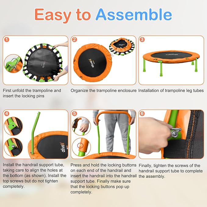 Ativafit 36inch Mini Toddler Trampoline for Kids Ages 2-6 Indoor Outdoor Folding Small Rebounder