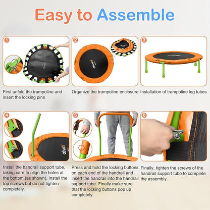 Ativafit 36inch Mini Toddler Trampoline for Kids Ages 2-6 Indoor Outdoor Folding Small Rebounder