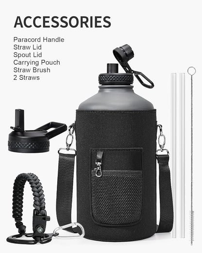 128 oz Insulated Water Bottle,One Gallon Water Flask Stainless Steel Vacuum, Cold for 48