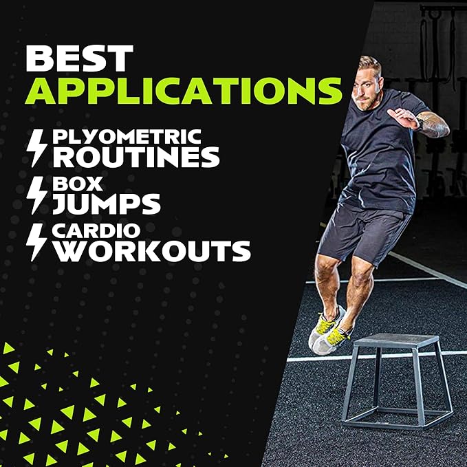 Rage Fitness Steel Plyo Box 12-18-24 Inch High Anti-Slip Pre-Assembled Plyometric Jump Box for Home