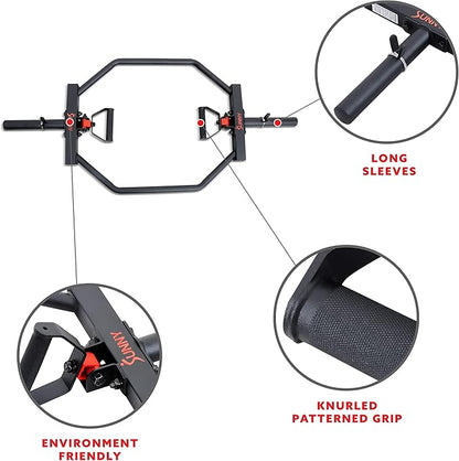 Sunny Health & Fitness Strength Training Olympic Hex Bar Barbell, High Load Capacity, Swivel