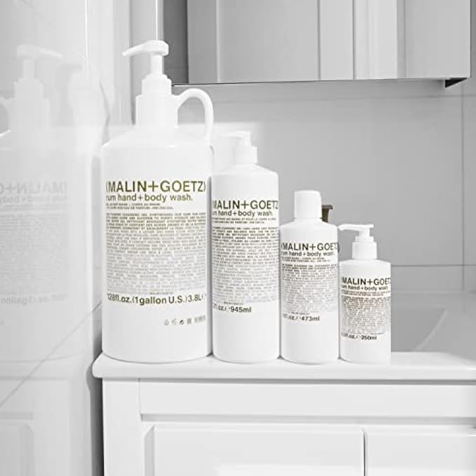 MALIN+GOETZ Rum Hand + Body Wash, 128 Fl. Oz. – Allows Up to 15 Refills, Natural Cleansing