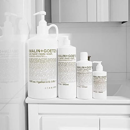 MALIN+GOETZ Rum Hand + Body Wash, 128 Fl. Oz. – Allows Up to 15 Refills, Natural Cleansing