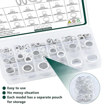 600PCS Oil Drain Plug Gasket Kit,18 Sizes Aluminum Crush Washers Assortment Kit,Automotive, Crush