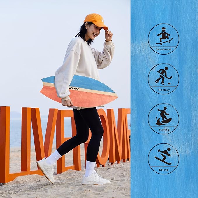 XCMAN Surf Balance Board Trainer with Roller Wooden Exercise Balancing Stability Trainer - Non Slip