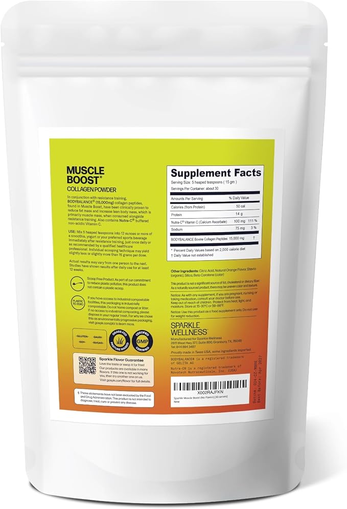 Muscle Boost (Orange) [30-Serves] | Collagen Supplement Powder with Hydrolyzed BODYBALANCE Collagen