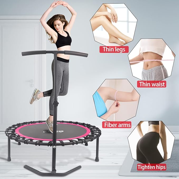 Newan 40"-48" Silent Mini Trampoline Fitness Trampoline Bungee Rebounder Jumping Cardio Trainer