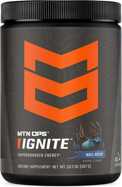 MTN OPS Ignite Energy Drink Powder, Gluten Free Nootropic Supplement Drink Mix, L Arginine, L