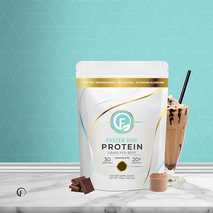 Faster Way - Protein Powder - Hydrolyzed Grass Fed Beef - 20g of Protein Per Serving - Muscle