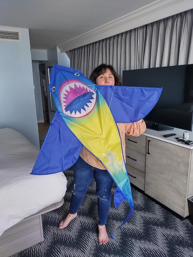 HONBO Large Shark Kites for Kids & Adults, Easy to Fly, Beginner Kite for Boys & Girls for Outdoor