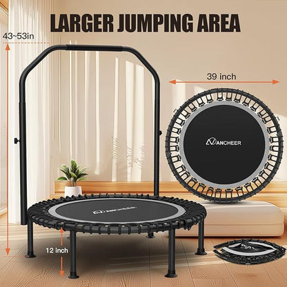 Bungee Rebounder Trampoline,ANCHEER 40" Foldable Fitness Trampoline with 4-Level Adjustable