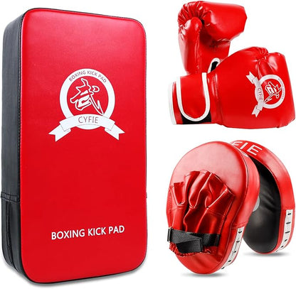 SEISSO Boxing Kick Pads Punching Mitts Curved,Kids Boxing Gloves,Leather Material Art Karate Pad